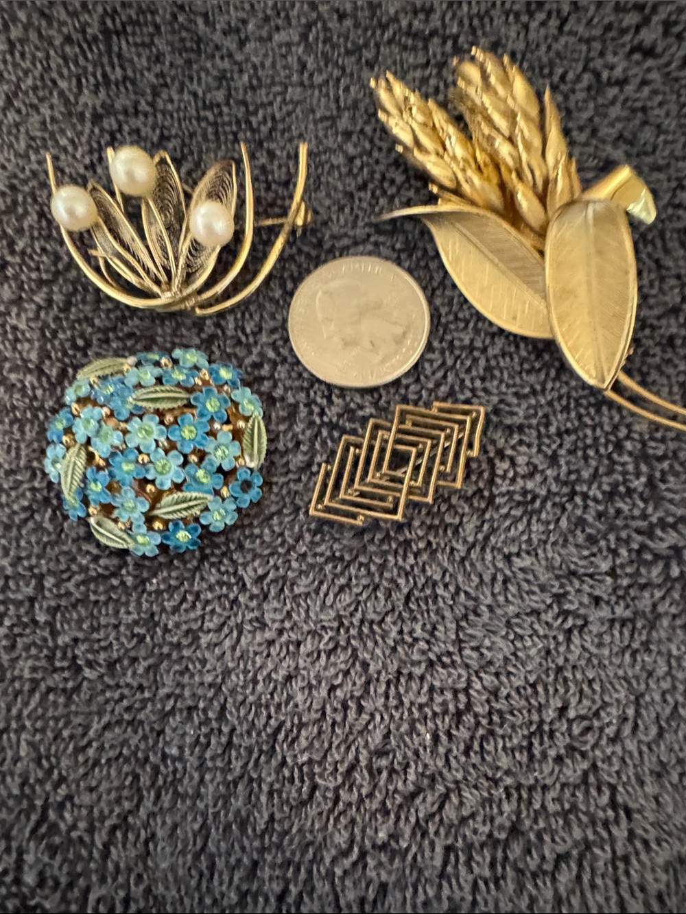 Vintage Floral Blue Enamel Brooch - Women Accessories